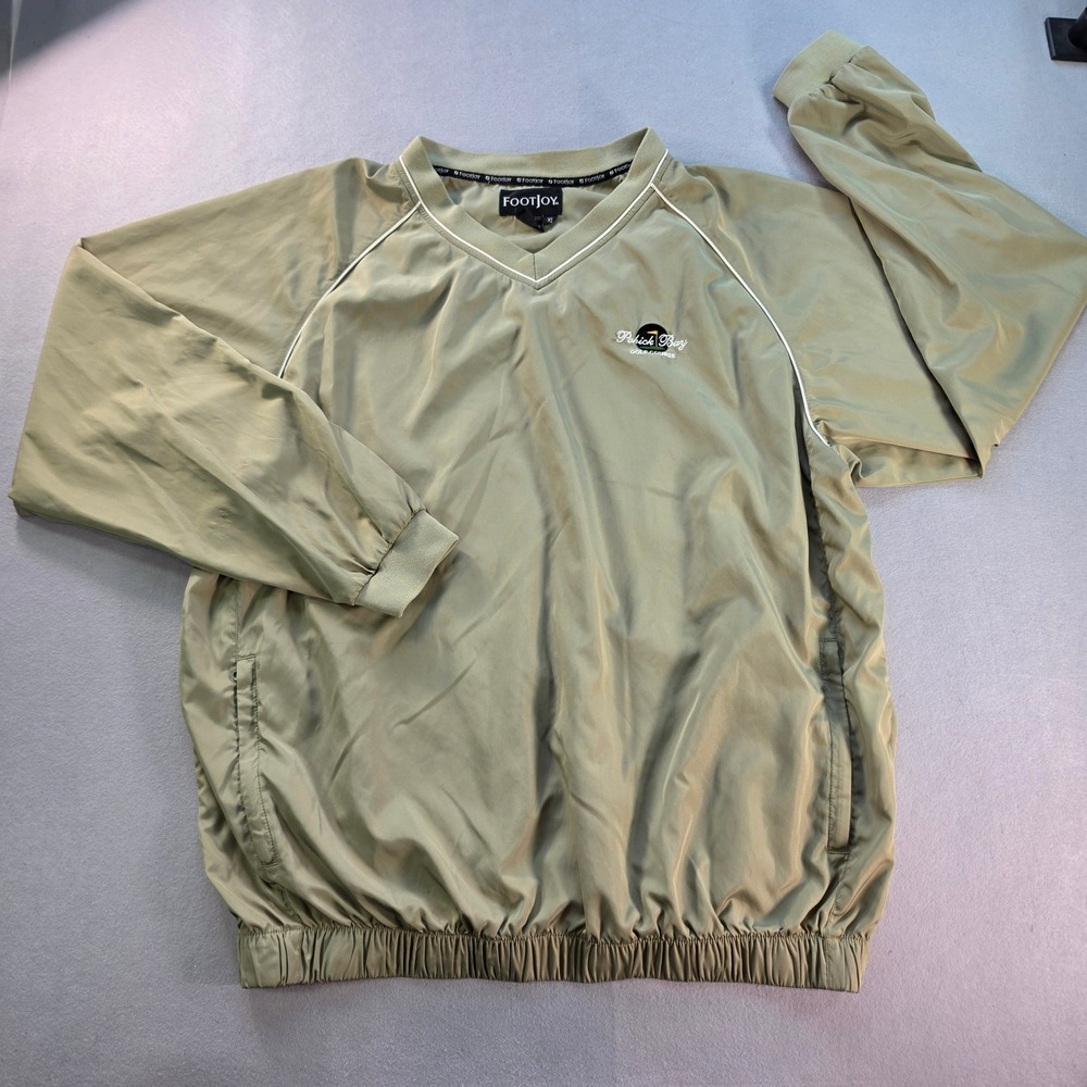 FootJoy Mens V-Neck Golf Windbreaker Pullover Pohick Bay Logo Green XL